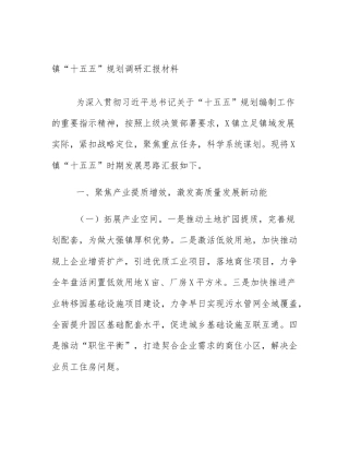 镇“十五五”规划调研汇报材料