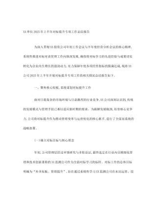 XX单位2025年上半年对标提升专项工作总结报告