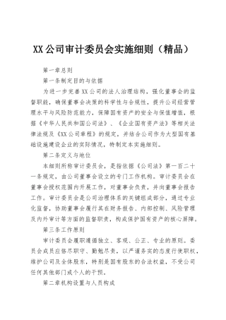 XX公司审计委员会实施细则（精品）