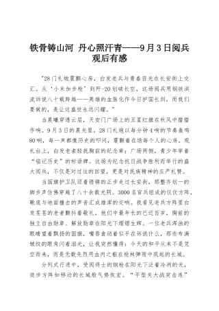 铁骨铸山河 丹心照汗青——9月3日阅兵观后有感