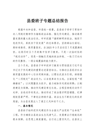 县委班子专题总结报告