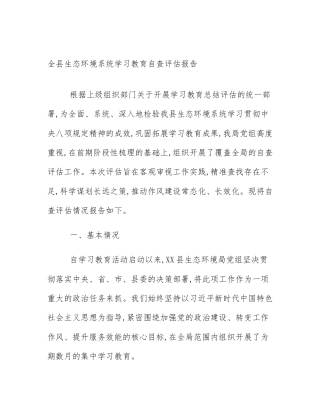 全县生态环境系统学习教育自查评估报告