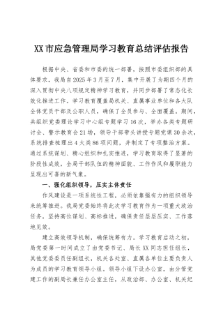 XX市应急管理局学习教育总结评估报告