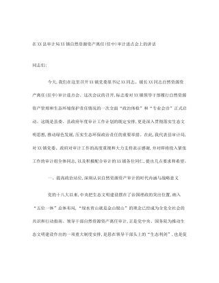 在XX县审计局XX镇自然资源资产离任(任中)审计进点会上的讲话