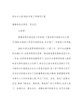 综合办公室2025年度工作情况汇报