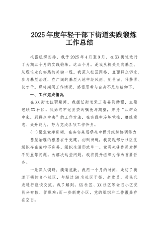 2025年度年轻干部下街道实践锻炼工作总结