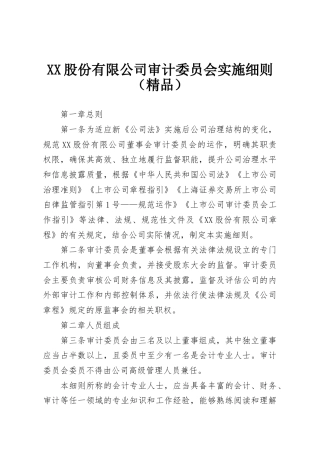 XX股份有限公司审计委员会实施细则（精品）