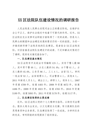XX区法院队伍建设情况的调研报告