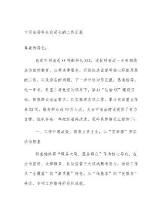 市司法局科长向局长的工作汇报