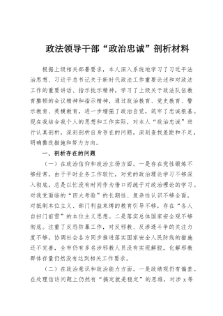 政法领导干部“政治忠诚”剖析材料