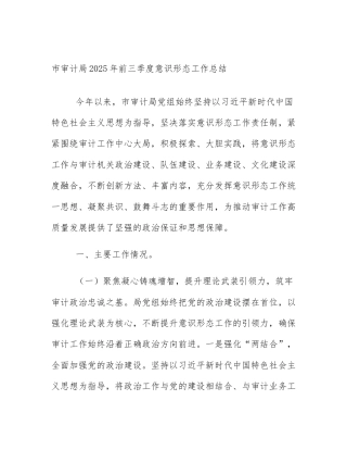 市审计局2025年前三季度意识形态工作总结