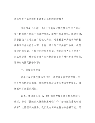 法规科关于落实深化整改整治工作的分析报告