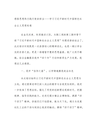 感悟思想伟力践行使命担当——学习习近平新时代中国特色社会主义思想有感