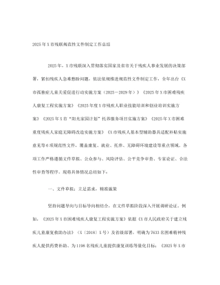 2025年X市残联规范性文件制定工作总结