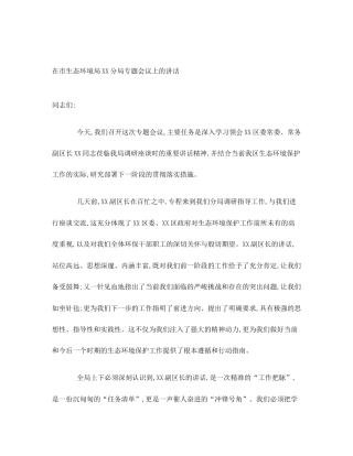 在市生态环境局XX分局专题会议上的讲话