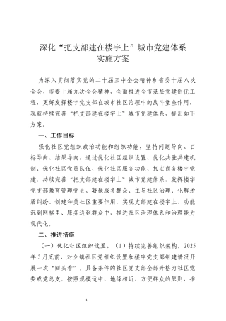 “支部建在楼宇上”实施方案