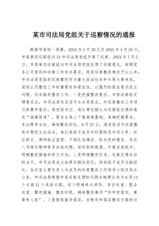 某市司法局党组关于巡察情况的通报