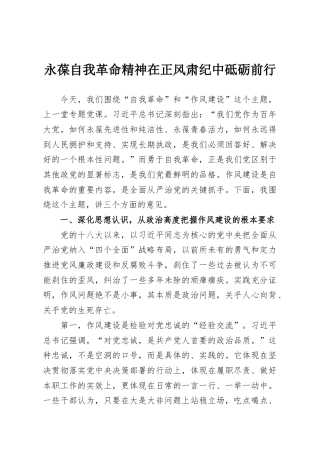 永葆自我革命精神在正风肃纪中砥砺前行