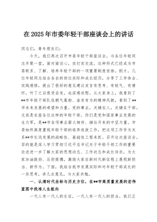 在2025年市委年轻干部座谈会上的讲话