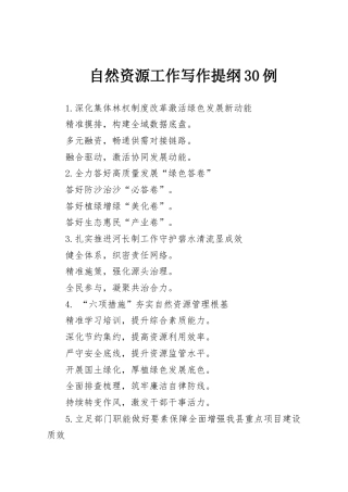 自然资源工作写作提纲30例