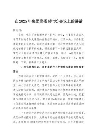 在2025年集团党委(扩大)会议上的讲话