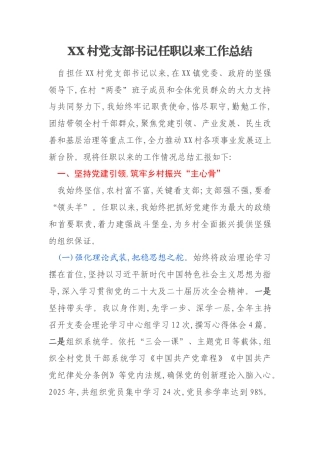 XX村党支部书记任职以来工作总结