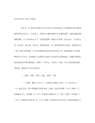 XX县2025年三防工作总结