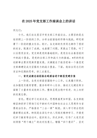 在2025年党支部工作座谈会上的讲话