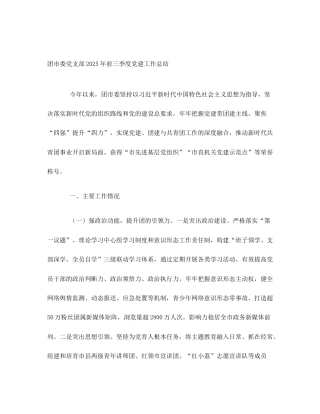 团市委党支部2025年前三季度党建工作总结
