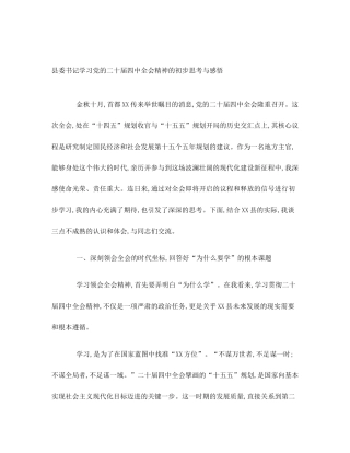 县委书记学习党的二十届四中全会精神的初步思考与感悟