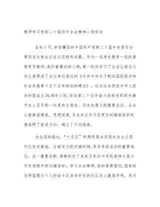 教师学习党的二十届四中全会精神心得体会