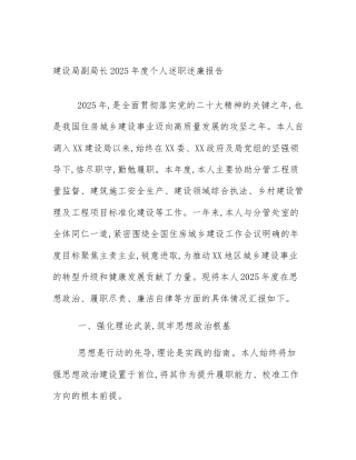 建设局副局长2025年度个人述职述廉报告