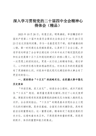 深入学习贯彻党的二十届四中全会精神心得体会（精品）