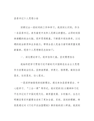 县委书记个人思想小结