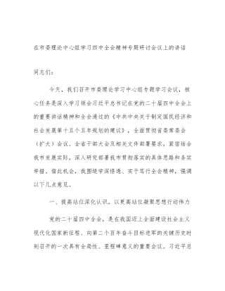 在市委理论中心组学习四中全会精神专题研讨会议上的讲话