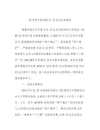 XX市审计局2025年 ZZ生态分析报告