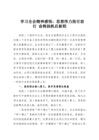 学习全会精神感悟：思想伟力指引前行 奋楫扬帆启新程