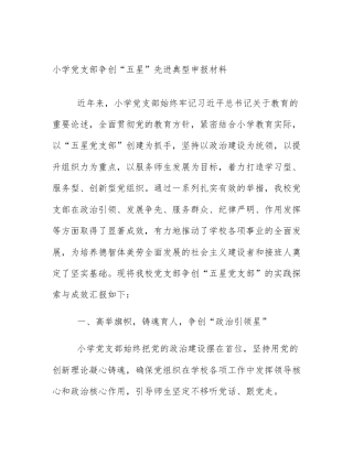 小学党支部争创“五星”先进典型申报材料