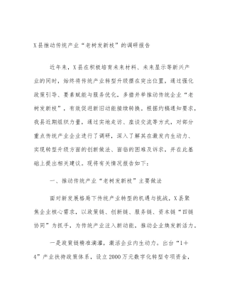 X县推动传统产业“老树发新枝”的调研报告