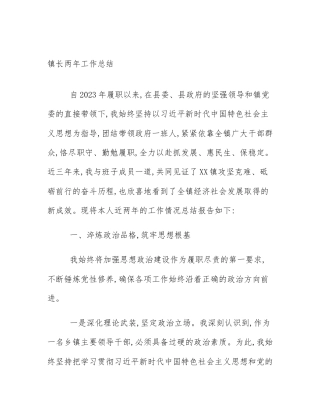 镇长两年工作总结