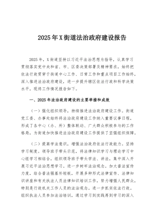 2025年X街道法治政府建设报告