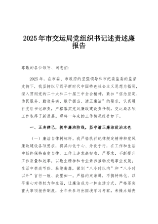 2025年市交运局党组织书记述责述廉报告