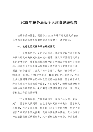 2025年税务局长个人述责述廉报告