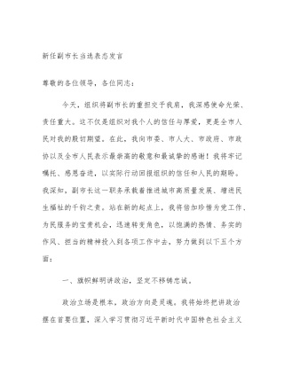 新任副市长当选表态发言