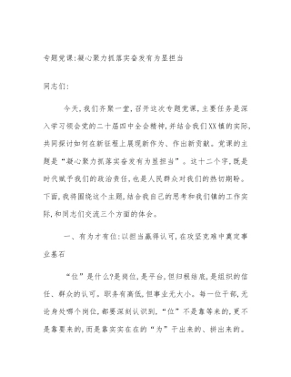 专题党课_凝心聚力抓落实奋发有为显担当