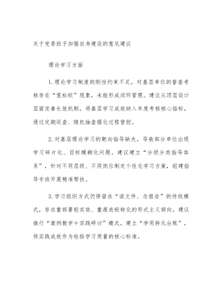 关于党委班子加强自身建设的意见建议