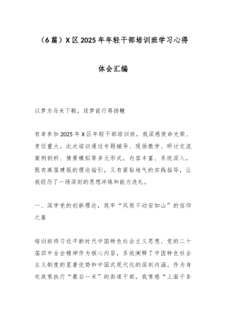 （6篇）X区2025年年轻干部培训班学习心得体会汇编