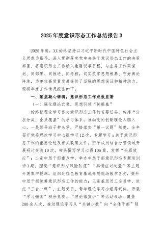 2025年度意识形态工作总结报告3