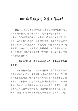 2025年县政府办公室工作总结