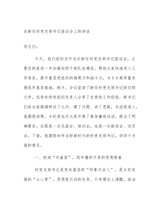 在新任村党支部书记座谈会上的讲话